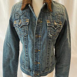True Religion Sherpa Lined Thick Denim Jacket S
